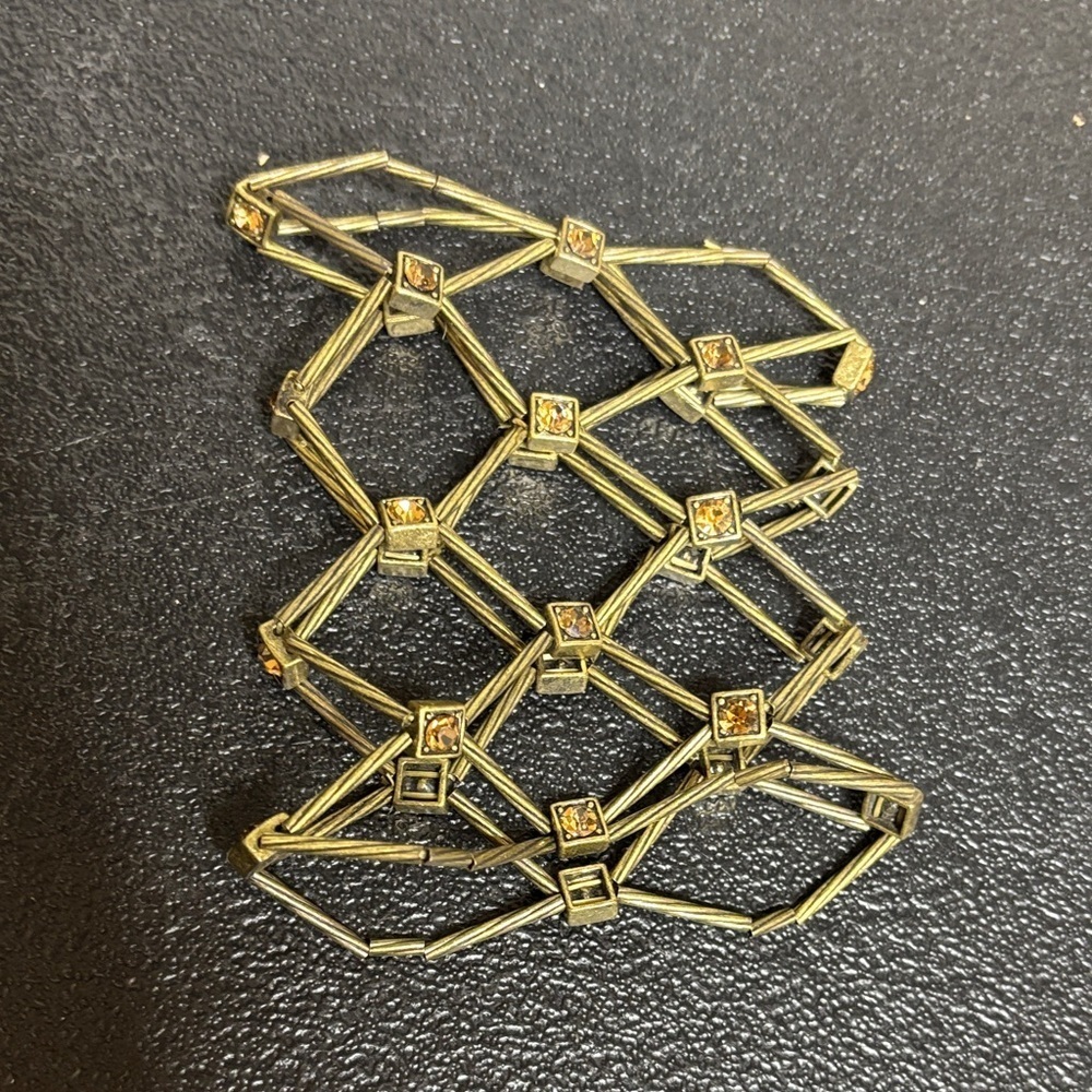 Cable Flex Gold-Tone Geometric Stretch Bracelet with Amber Stones